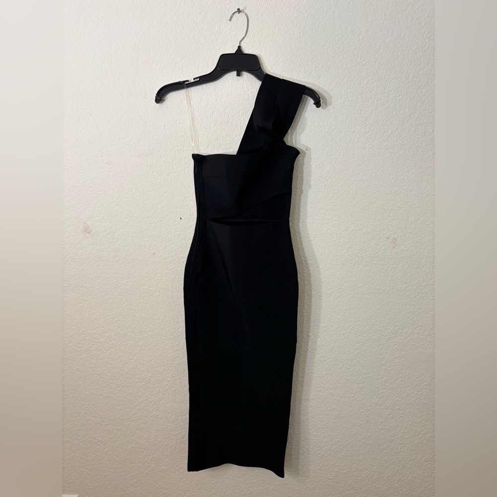 House of CB London Aina Black Cutout One-Shoulder Midi Dress XS - Picture 2 of 12